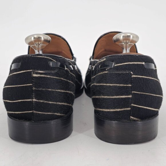 Fratelli Rosetti Italy Striped Black White Suede Tassel Loafers Men 7 Dress Shoe - Picture 6 of 10